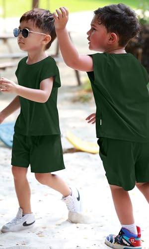 Image of KOH KOH Kids 2026 Toddler Muscle Tee Sleeveless Tank Top Matching Shorts Set