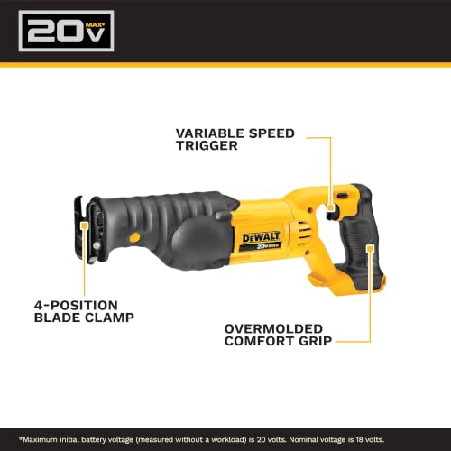 DEWALT 20V MAX Reciprocating Saw, 3,000 Strokes Per Minute, Variable Speed Trigger Cordless Saw, Tool Only (DCS380B) - image 2
