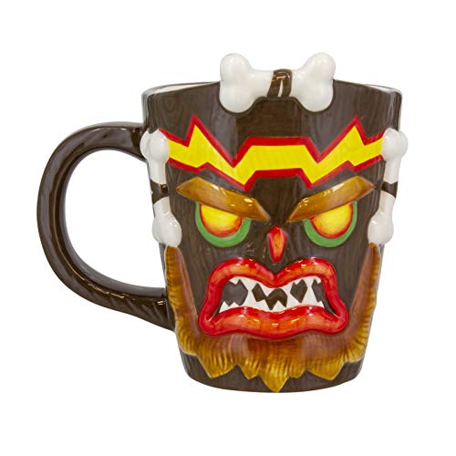 Paladone Crash Bandicoot 3D Tasse Uka Uka braun, handbemalt, aus 100% Keramik, Fassungsvermögen ca. 315 ml..