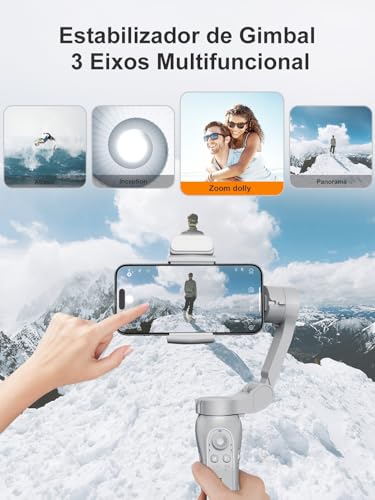 KOSCHEAL Estabilizador 3 Eixos para Celular - Estabilizador Gimbal Portátil e Dobrável, Ideal para V