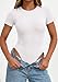 PRETTYGARDEN Body Suits for Womens Summer Tops 2026 Casual Short Sleeve Ribbed Fitted Basic Tee Shirts Spring Fashion Clothes (White,Medium)