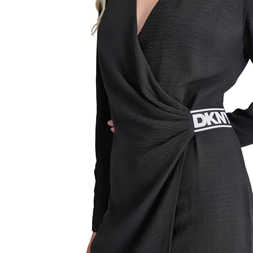 Image of DKNY Women's Long Sleeve Side Tie Mini Shirtdress