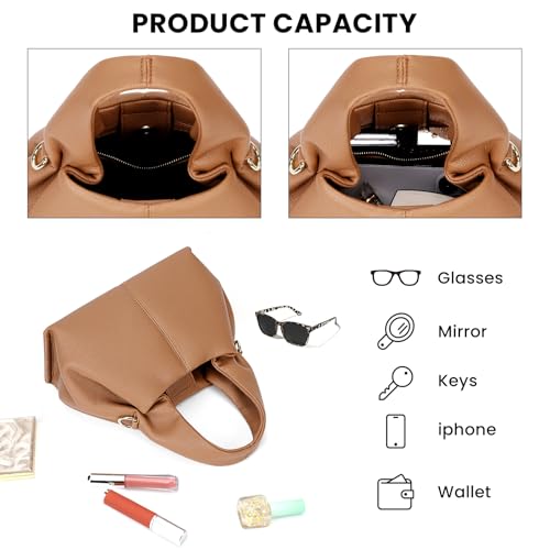 Image of Cloud Pouch Dumpling Clutch Purse Women Tote Shoulder Retro Crossbody Bag with Removable Strap