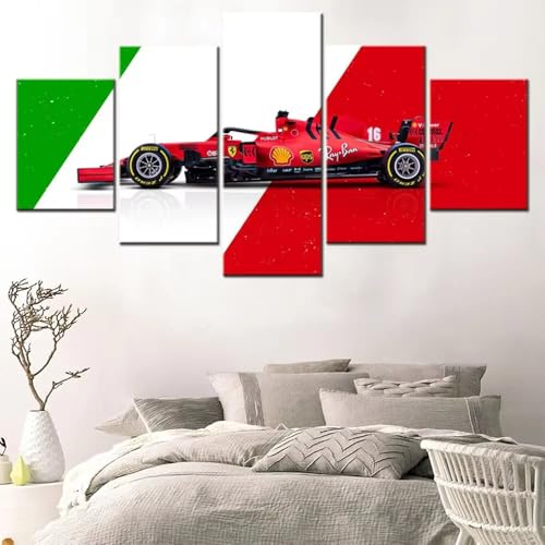 Tableau F1 Ferrari Italie : Déco Murale Salon en 5 Parties