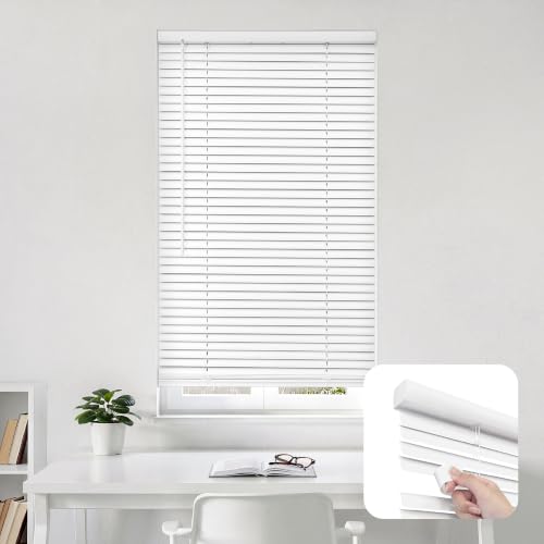 DEZ FURNISHINGS Cordless 1" Signature Mini Blind with Flexible Slats, 34.5" W x 72" H, Pearl White product photo