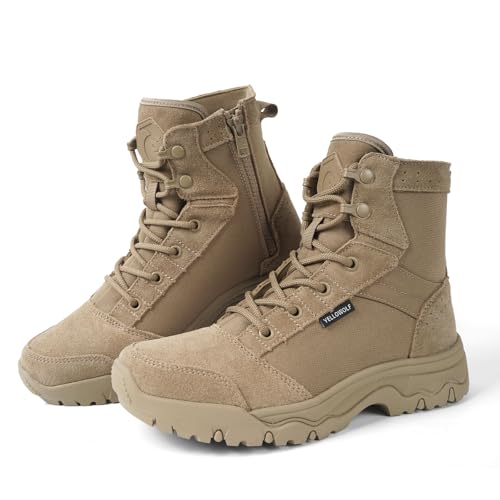 YELLOWOLF Women's Lightweight Zipper Tactical Combat Hiking Boots Military Work