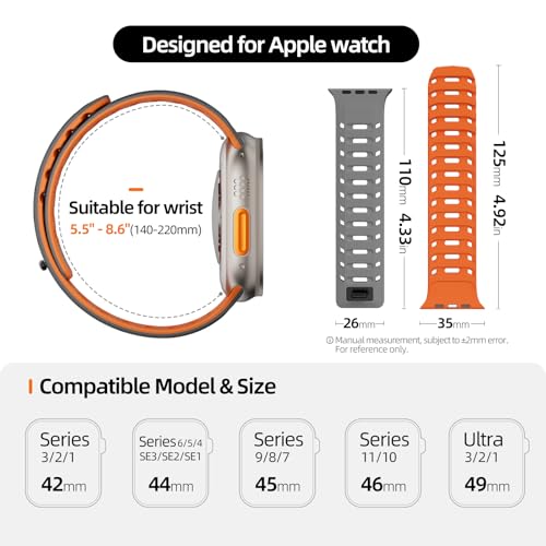 Image of X-it Magnetic Watch Band for Apple Watch Ultra 49mm, 46mm /45mm /44mm, Silicone Sport Strap with Strong Magnet for Men and Women, Compatible with Apple Watch Series 11 /10 /9 /8 /7 /6 /5 /4 /3 /2 /1 and SE