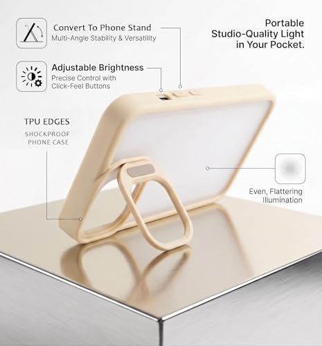 Image of amazon basics Frosted Matte Case for iPhone 17 | Built-in Flip-Out Camera Lens Stand | Translucent Back with Contrast White Bumper | Shockproof Protective Cover with Foldable Kickstand