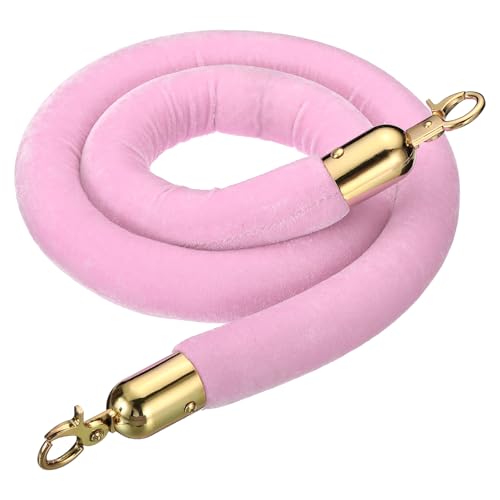 Corde de contrôle des foules robuste en velours rose et crochets dorés