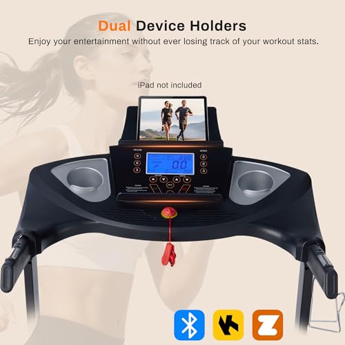 Treadmill for Home with 15-Level Auto Incline, 0.5-10 MPH, 18" Wide Belt, 3.0 HP Quiet Motor, 300 LB Capacity, Shock-Absorbing Foldable Incline Treadmill with Bluetooth App - Image 4