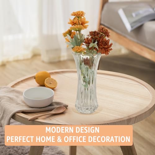 SENENQU Glass Vase, 30cm / 12 Inch Tall Clear Glass Vase, Large Crystal Flower Vase for Living Room Home Decoration - Image 4