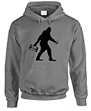 SASQUATCH BIGFOOT WITH BEER funny party - Mens Hoodie, 3XL, Charcoal