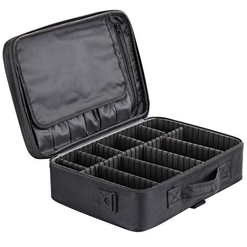 Rozia Extra Large Size 40cm x 30 cm x 12cm Makeup Box for Girls,Makeup Vanity Box, Makeup Kit, Makeup Pouch, Cosmetic Bag, Makeup Brush Organizer and Vanity Bag, Toiletry Jewellery Box, Black