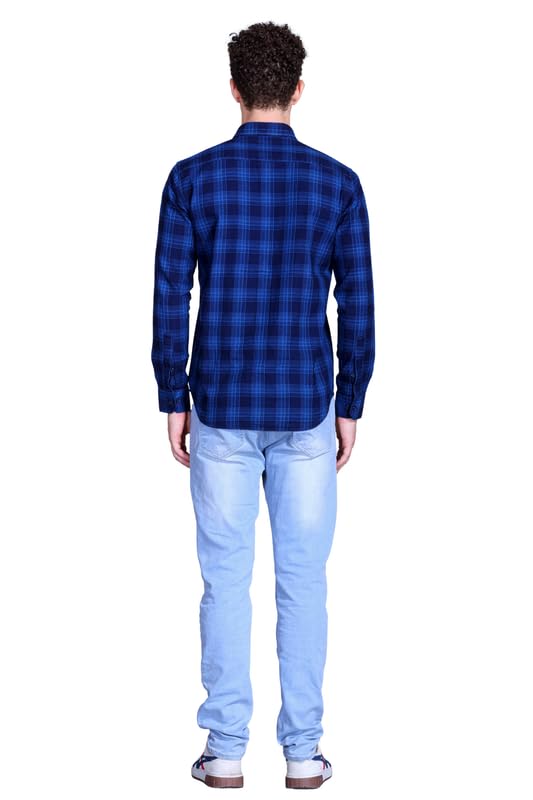 Image of SANE ORIGINALS Ingdigo Washed Checks Pure Cotton Shirt for Men