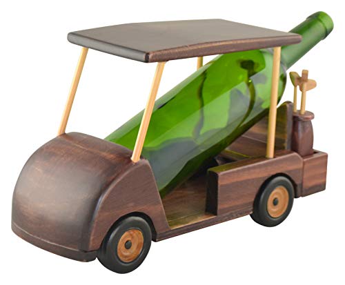 Threestar Handmade Wooden Golf Cart Wine Bottle Holder