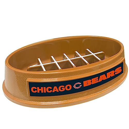 Image of NFL Super-Bowl Chicago Bears Slow Feeder Dog & Cat Bowl. Football Design for Healthy Digestion. Non-Slip for Large & Small Pets