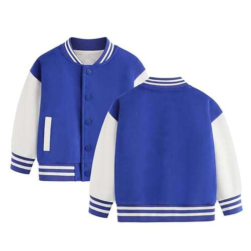 ACSUSS Kids Boys Girls Plain Jacket Varsity Baseball Retro Bomber Coats Track Top Outwear2