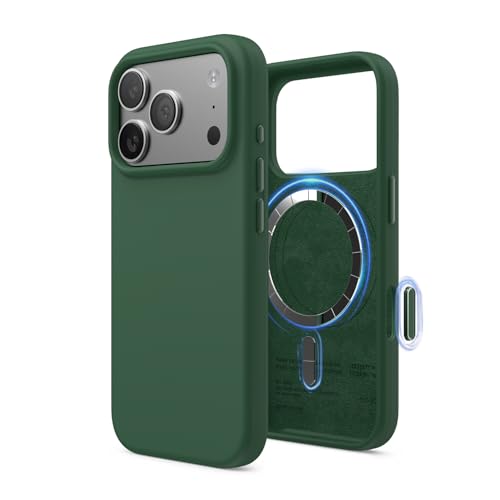 elago Funda Magnética de Silicona Líquida para iPhone 17 Pro (6,3') – Compatible con MagSafe, Antigolpes, Delgada, Acabado Suave al Tacto (Verde Alpino)