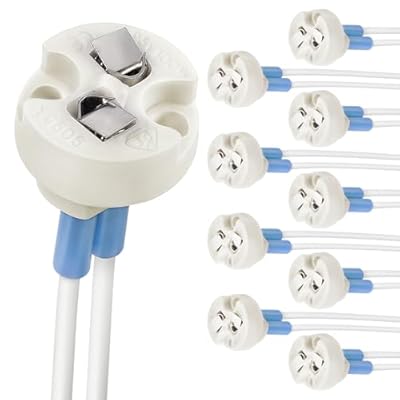 DiCUNO G4, GU5.3 Bi-Pin Ceramic Base Socket, MR16 Bulb Socket, MR11 Halogen Incandescent LED Bulb Holder Wire Connector, 10-Pack