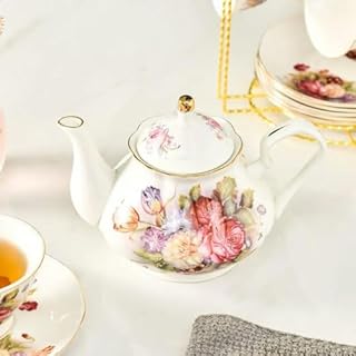 SOREZE Théière européenne en Porcelaine de 400ML, Service à thé Anglais de l'après-midi, théière en Porcelaine, cafetière résistante à la Chaleur