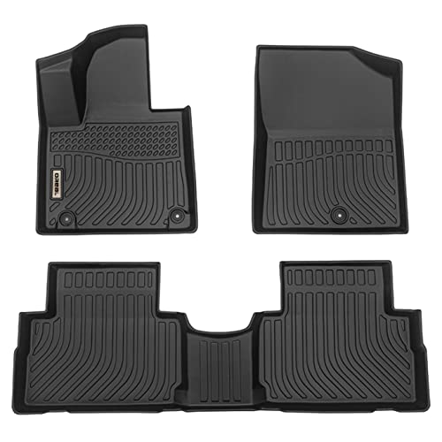 Orealtrend Black Floor Mats Liners Replacement For Hyundai Santa Fe 2021 2022 2023 (Gasoline Model) Heavy Duty All Weather Front Rear Car Carpet Custom Fit Durable Odorless-Not Fit Hybrid Model #TOP16