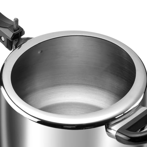 Image of Vinod Platinum Europa Triply Stainless Steel Inner Lid Pressure Cooker 5 L | 3 mm Thick Curved Body | Strong Bakelite Safe-Grip Handle | Gas Stove & Induction Compatible | ISI & CE Certified