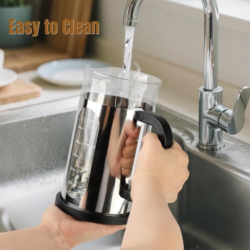 CHDEXU French Press Coffee Maker 34 oz, 1000ml Borosilicate Glass Stainless Steel Coffee Brewer with Reusable Filters Portable Coffee Press for Kitchen Travel Camping - Image 7