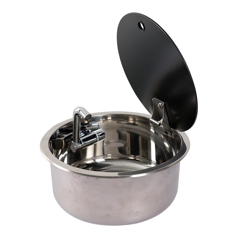 Évier de cuisine RV rond en acier inoxydable 304 compact 34.5cm pour aménagement camping-car