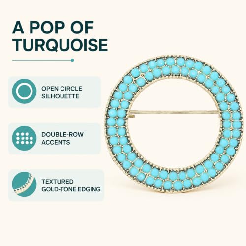 Image of Turquoise West Cowboy Oval Tear Drop Brooch Pin for Women Retro Brooches Pins Classic Fashion Jewelry Accessories Gift