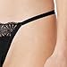 Amazon Essentials Women's Peached Microfiber with Lace Trim G-String, Pack of 6, Black/Soft Petal/Washed Bronze, Small