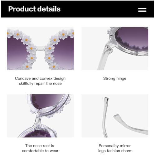 Round Flower Sunglasses for Girls with Strap Girls Flower Shaped Cute Glasses UV 400 Protection Outdoor Beach Girl Boy4