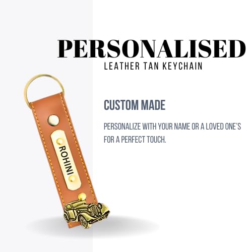 Image of Personalized Leather Keychain | Customised Leather Keychain for Men & Women | Added with Name & Charm