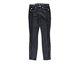 7 For All Mankind Women's Lace Pieced Skinny Jean in Black Lace Jeather
