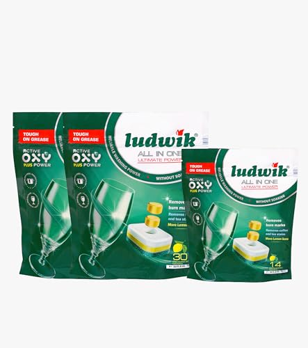 Ludwik Pastillas para lavavajillas todo en uno de 2 x 30 + 14 limones gratis