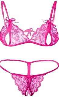 StitchFlare Women's Lingerie Set, Floral Lace, Adjustable Straps, Satin Bow, Bra and Bikini Panty Set Price In India