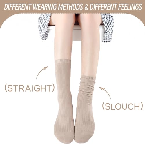 COOVAN Womens Crew Socks Cotton Casual Aesthetic Thin Cute Soft Boot Socks 6 Pairs4