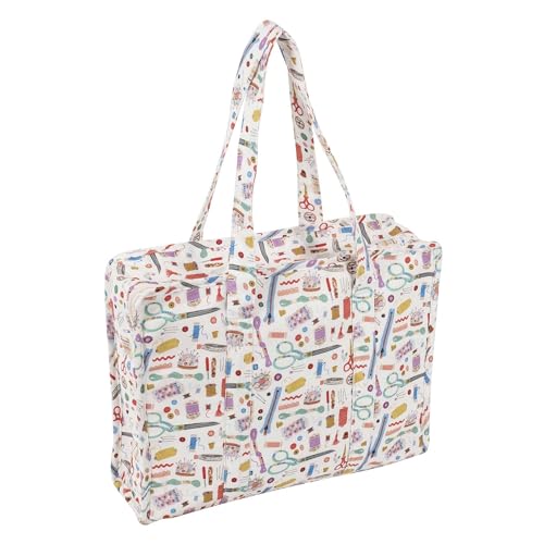 Image of Hobby Gift Project Case Sewing and Yarn Storage Bag with Handles Internal Pockets and Organiser Inserts for Knitting Crochet Craft Classes and Travel