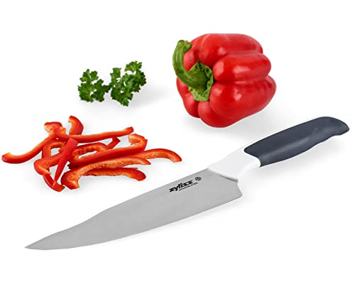 Zyliss Comfort Chef Knife,18.5cm/7.25in, Japanese Stainless Steel, Non Slip Handle, Cover for Safety, Black/White, Professional Kitchen Knife/Vegetable Knife, Dishwasher Safe Zyliss Comfort Chef Knife,18.5cm/7.25in, Japanese Stainless Steel, Non Slip Handle, Cover for Safety, Black/White, Professional Kitchen Knife/Vegetable Knife, Dishwasher Safe