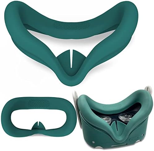 Protective Cover for Oculus/Meta Quest 2 Accessories, Silicone Controllers Grip Cover Protector, Soft Shell Skin with Face Cover and Lens Cover by Gwyoneaon (Green) - 4