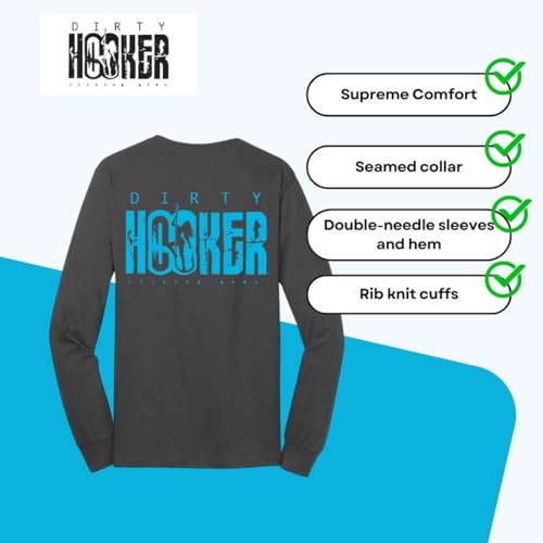 Dirty Hooker Fishing Gear, Longsleeve Tee with Classic Light Blue Logo4