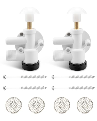 Image of 2 Set Fit for Dometic RV Water Valve Assembly Fit for ealand EcoVac Vacuflush Pedal Flush Toilets Camper Trailer Toilet Repair Kit Replace 385314349 with Installation Screws*4