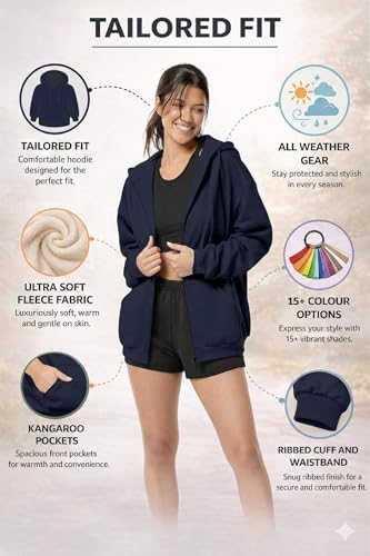 Image of FUNKY MONKEY - Women's Cute Hoodies Teen Girl Winter Jacket Sweatshirts Casual Drawstring Clothes Zip Up Hoodie with Pocket