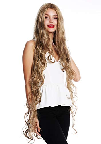 WIG ME UP- VK-40-24B/22 peluca de mujer pelo más largo Rapunzel ligeramente rizado ondulado raya en medio color rubio mix