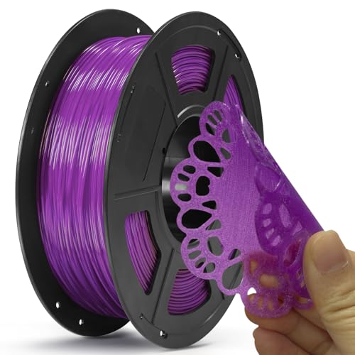ANYCUBIC TPU Filament 1,75 mm, 95A TPU 3D Drucker Filament, Flexibel und weich, unterstützt Hohe Geschwindigkeit, Intelligente Identifikation, Maßgenauigkeit +/- 0,03, 1KG Transparent Lila T