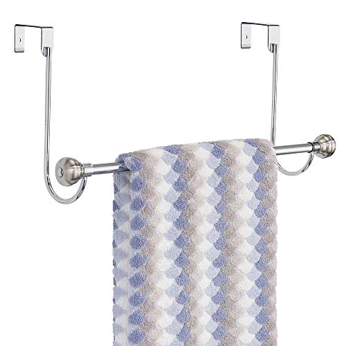mDesign Metal Bathroom Over Shower Door Towel Rack Holder - Storage Organizer Bar