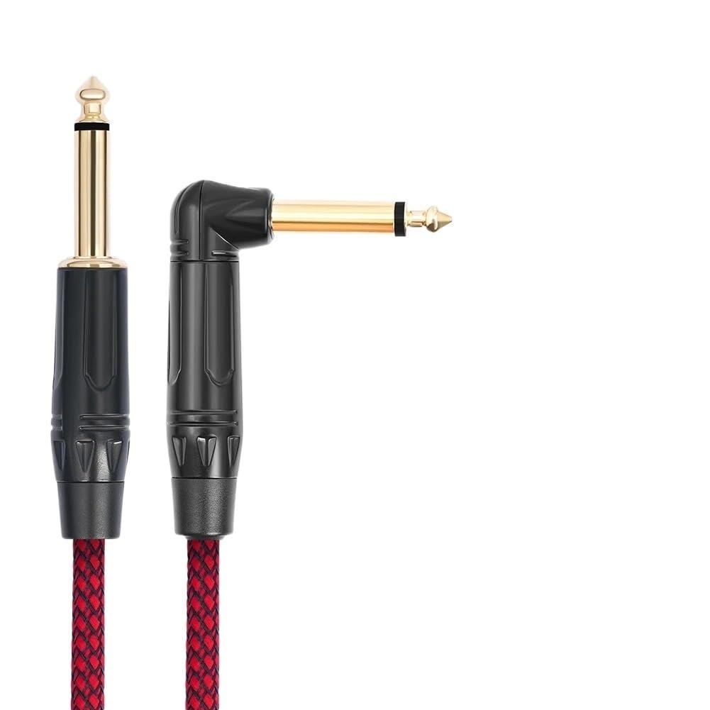 Cable de guitarra eléctrica de 3 metros, recto a ángulo recto, cable de instrumento de 1/4 pulgadas
