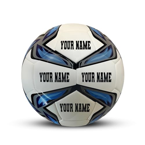 HAMMET Customized Soccer Ball with Name or Text &ndash; Multiple Sizes 3, 4 or 5 - Personalized Soccer...