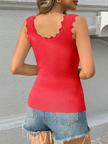 Image of Saodimallsu Womens Ribbed Knit Tank Top Summer Sleeveless Square Neck Casual Basic Slimming Sweater Vest Tops