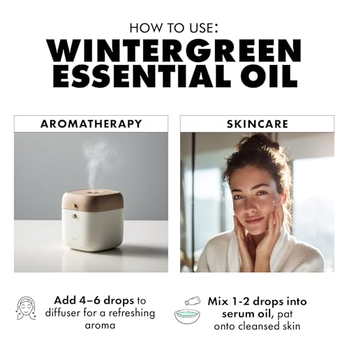 Image of Esslux Wintergreen Essential Oil - 100% Pure Natural Wintergreen Oil for Diffuser, Skin & Pain Relief | Refreshing Minty Aroma for Aromatherapy & DIY Projects - Perfect for Muscle Relaxation - 60 ML