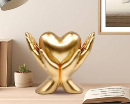 Image of VRB Dec 1 Set for Statue Study Office Desk Decor Showpiece Gift Decoration Accessories Items Decorative Showpeice for Home ((Golden Heart in a Han))